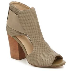 Botkier Leather Maddy Peep Toe Bootie Heels in Light Olive Green
